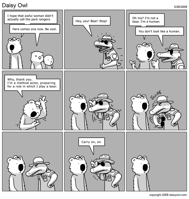 I mean really, would a bear WEAR A HAT? Let's get serious here.